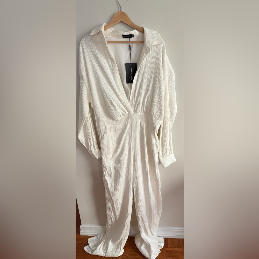 PrettyLittleThing White Jumpsuit Size 8